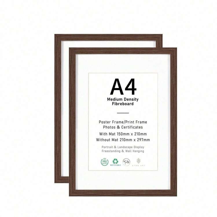 Mosearon 4/1 Set 30 X 40 Cm MDF Photo Frames, A3 And A4 Certificate And Poster Frames, No Backboard, With Transparent Acrylic Panel, Suitable For Living Room, Bedroom And Gallery Wall Decoration, For Display Only - Brown - View 14