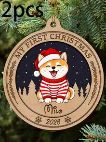Customized Pet Christmas Ornament, Personalized Cat Dog Name Round Tree Decor, Holiday Winter Vacation Style, Customized Name Pet Memorial Keepsake, Customizable Christmas Tree Ornament, Pet Lover Gift, Holiday Home Decor, Christmas Gift, Family - Style a - View 16