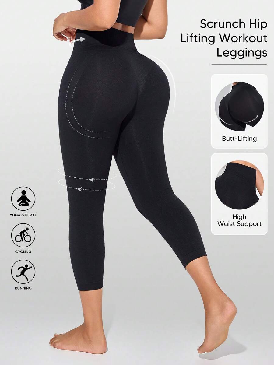 Women's Tummy Control Body Shaper High Waisted Butt Lifting Panties Thigh Slimmer Capri - Black - View 1