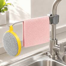 Stainless Steel Faucet Towel Rack, No-Drill Sink Cloth Holder, Suitable For Dishcloths, Sponges And Cleaning Brushes - Multicolor - View 1