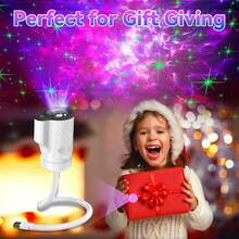 Plug & Play Starry Sky Projection Night Light, 2-In-1 Galaxy Projector Lamp, 360° Flexible Neck, Galaxy Light For Bedroom, Party, Home Theater - Multicolor - View 6