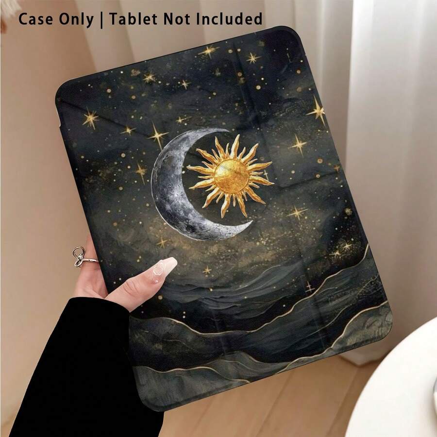 1pc Tablet Protective Case With Stand, Star, Moon, Sun Pattern, Suitable For Honor 8/9/10/X8/X8A/X9/X8Pro/X9Pro/ MatePad Se 11 Inch/MatePad 11 Inch/11.5 Inch, MatePad Pro Apple 10th/11th Gen 2025 (A16) - Style 4 - View 1
