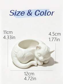 3D Printed Cute Sleeping Cat Shaped Planter, Creative Animal Succulent Pot Container, Balcony Window Sill Decor Art Flower Pot Ornament - A - View 11