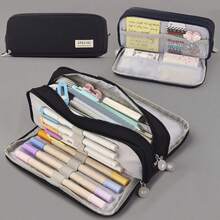 Cross-Border Exclusive Japanese & Korean Style Macaron Color Unisex Transformable Large Capacity Upgraded Pencil Case Stationery Box New Pencil Holder Pencil Bag Student Pencil Pouch Storage Bag Minimalist Storage Bag - Pink Rainbow - View 10