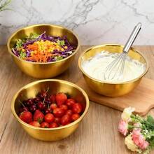 3/4pcs Stainless Steel Graduated Salad Bowl, Stackable Mixing Bowl, Household Baking And Cooking Bowl, Easy To Clean, Outdoor Food Preparation Tool, Simple And Stylish High-End Kitchenware - Multicolor - View 6