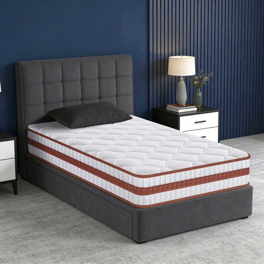 Mattress 90x190, Height 26 Cm, Spring Mattress 7-Zone Ergonomics, Firmness Level H3, Breathable, Antibacterial, Hypoallergenic - White - View 1