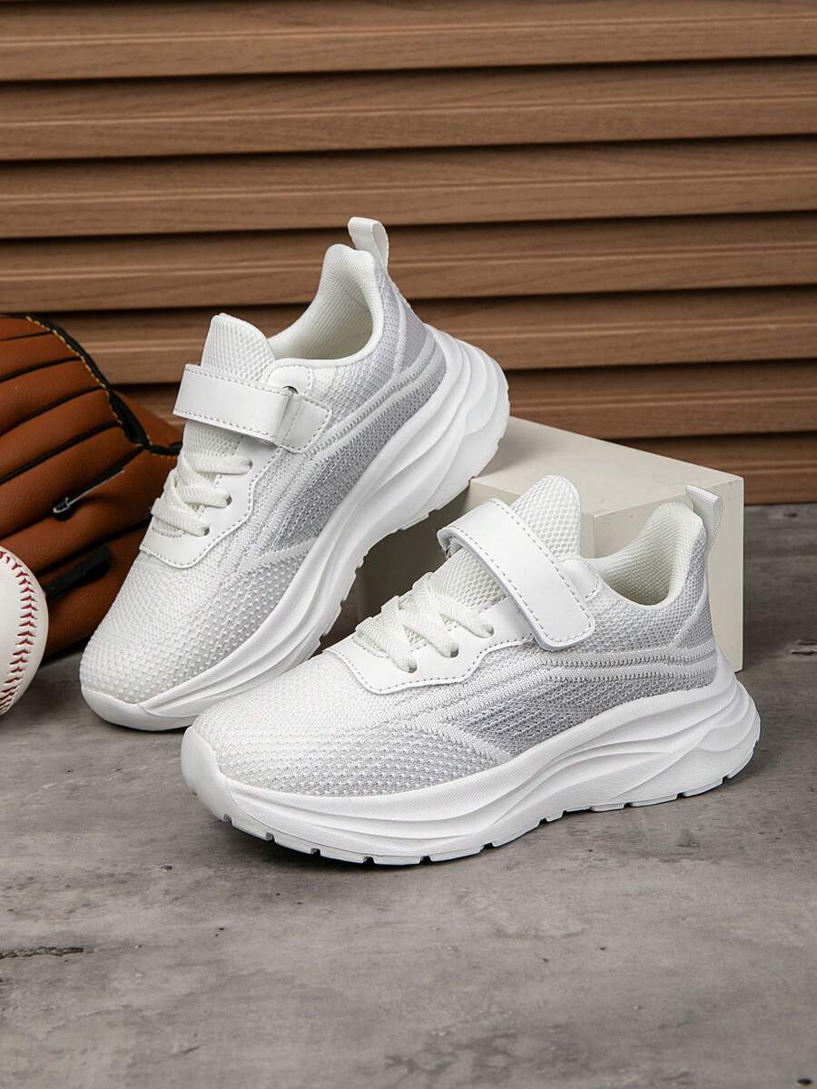 1 Pair Kids Breathable Mesh Casual Running Shoes Lightweight Fashion Gradient Color Outdoor Play Suitable For All Seasons - White - View 1