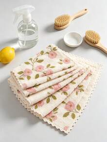 20/10/5/1pc Coral Fleece Reusable Cleaning Cloth, Super Absorbent Quick Dry Soft Towel, Kitchen Rag, Coral Pink Gold Pattern Multi-Purpose Wiping Cloth, Suitable For Kitchen, Baking, Tea Towel, Bathroom, Car, Window, Cleaning Supplies, Gift - Multicolor - View 7