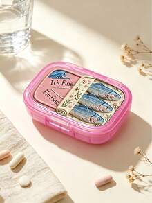 Canned Sardine Square Pill Box, Portable Pill Storage Box, Mini Transparent Storage Box, Portable Jewelry Pill Box, Travel Pill Box, Large Capacity Compartment, Weekly Pill Dispenser, Suitable For Daily Medication And Vitamins - Multicolor - View 4