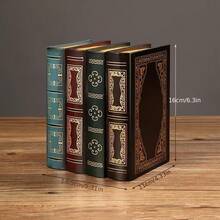 Hộp lưu trữ hình sách bằng gỗ phong cách vintage 2D phẳng có nắp - kệ trang trí văn phòng xếp chồng được, chất liệu gỗ, thiết kế có nắp, phù hợp dùng cho gia đình và văn phòng, không cần dùng điện - Nhiều màu - Xem 3