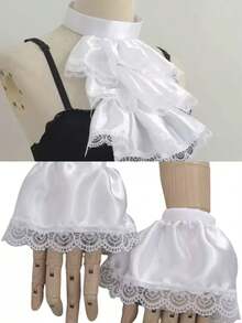 Bộ cổ áo jabot và cổ tay áo phong cách Victorian, phụ kiện cổ áo rời cho nữ, cổ áo bèo nhún - Nhiều màu - Xem 6
