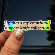 1/2/5pcs "Sir, That's My E Knife Collection"Stickers,Funny Text Waterproof Vinyl Decal, Weird Dark Humor Stickers,Suitable For Cars, Windows, Laptops, Trucks, Laptop, Water Bottle, Notebook, Tool Box, Knife Collector Gift Decor - A - View 1