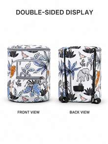 1pc Fresh Jungle Print Multi-Function Stroller Organizer Bag, Convenient Hanging Design, Stores Baby Wipes, Snacks, Small Items. Secure Buckle, Easy To Install And Remove, Perfect For Daily Outings And Stroller Walks, Easily Organizes Various Baby And Maternity Essentials - Multicolor - View 2