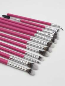 Rose Red 15pcs Eye Makeup Brush Set (Without Storage Bag), Suitable For Party, Home Or Travel - Hot Pink - View 2