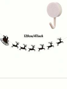 Christmas Santa Reindeer Banner, Felt Garland Bunting, Festive Hanging Decoration For Xmas Party Mantel - Multicolor - View 16