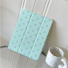 1pc Cute Mint Green & Grey Star Print Tablet Protective Case, Foldable Stand, Multi-Angle Viewing, Suitable For Work & Entertainment, With Pen Slot, Compatible With IPad Pro 2024/Air M3/A16 2025, Compatible With Xiaomi, MatePad - Multicolor - View 5