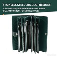 EDCUEBE7 Premium Stainless Steel Knitting Needles 11pcs Circular Needles With Accessories, Sweater Hand Knitting Tool Set - Army Green 1 Set - View 3