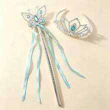 4 Sets Princess Maple Leaf Crown And Butterfly Wand Set, Heart-Shaped Rhinestone And Fairy Wand Combination, Dress-Up Accessories Set - Multicolor - View 6