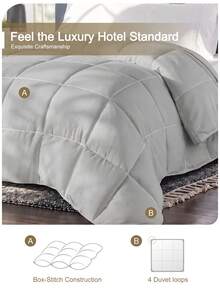 1pc Quilted Down Comforter, Ultra Soft Skin-Friendly, Grey Core, All-Season Use, Lightweight & Breathable, Down Alternative Bedding, Luxury Hotel Series Bedding, Student Dorm Essential, Room Decor, Winter Decoration - Grey - View 6