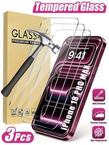 3pcs Tempered Glass Screen Protector Compatible With Iphone 18 PRO/18 PRO MAX/17/17 Pro/17 Pro Max/17 Air, High Definition Anti-Scratch, 2.5D Curved Edge, Compatible With Phone Case, Bubble-Free, Shock-Proof, Smooth Surface, Durable, Easy Installation, Smartphone Protection - Clear - View 36