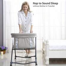 UBRAVOO Grab-And-Go Travel Crib, Baby Bed With Mattress | Silent Wheels, Baby Crib | Convertible Rocking Crib - Khaki - View 4