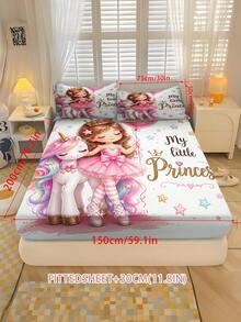 Set Sprei Putri Balet Unicorn Kartun 2/3 pcs, Lembut dan Bernapas, Cocok untuk Semua Musim, Ukuran Twin/Full/Queen, 100% Poliester, Dapat Dicuci dengan Mesin - MultiWarna - View 9