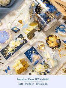DANKUN 2m/Roll 100cm Wide Sky Fantasy Starry Magic PET Sticker Tape With Foil, 1200dpi High Definition Transparent PET And Paper Washi Tape, Suitable For Scrapbooking, Junk Journal, Planner, DIY Crafts, Gifts - Scrapbook Stickers - View 3