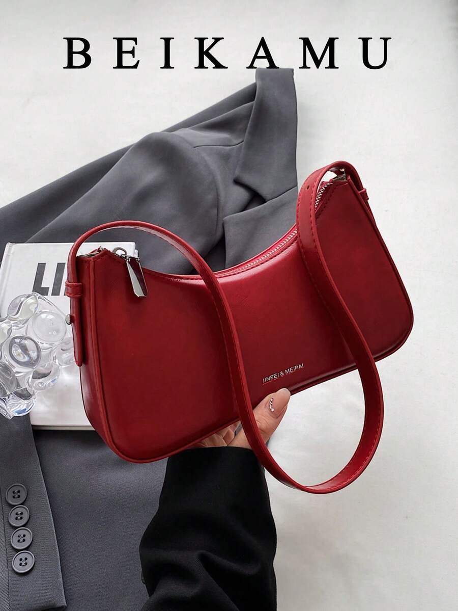 BEIKAMU 1pc Commuter Armpit Bag, Versatile Small Shoulder Bag For Work And Shopping In Summer, Fashionable Burgundy Bag - Burgundy - View 1