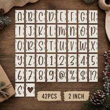 42 Pcs 2 Inch Interlocking Alphabet Letters Numbers Symbols Painting Stencils Reusable PET Plastic Templates For Wood Signs Wall Fabric Canvas DIY Crafts - Sets - View 1
