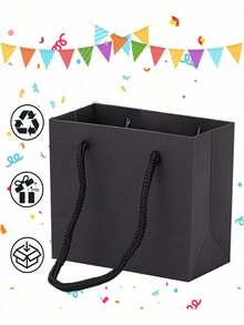 12/6/1pc Black Gift Bags, Holiday Shopping Bags, Wedding, Small Gift Bags, Suitable For Birthday, Graduation, Wedding And Holiday Parties, Paper Gift Bags, Available In Large, Medium And Small Sizes - Multicolor - View 7