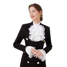 Bộ cổ áo jabot và cổ tay áo phong cách Victorian, phụ kiện cổ áo rời cho nữ, cổ áo bèo nhún - Nhiều màu - Xem 5