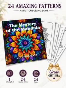 Mandala Pattern Adult Coloring Book, Adult Mandala Coloring Book, Spiral Bound Adult Coloring Book, 7.72 X 7.87 Inches, Single-Sided Printed Pages With Cardboard, Suitable For Women And Men Adult Coloring Book, Relaxing Adult Coloring Book - Single Piece - View 3