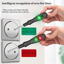 [Probador de Voltaje]Probador de Voltaje LED Multifuncional| Detección de Puntos de Ruptura| Distingue Corriente y Neutro| Sondas Intercambiables| Antideslizante Alto Torque - 1 Unidad - Ver 2