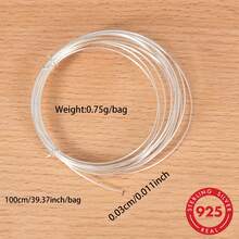 39.3inch/Pack 925 Sterling Silver Fine Wire, Handmade DIY Metal Wire For Bracelet, Ring, Necklace Making - Silver - View 6