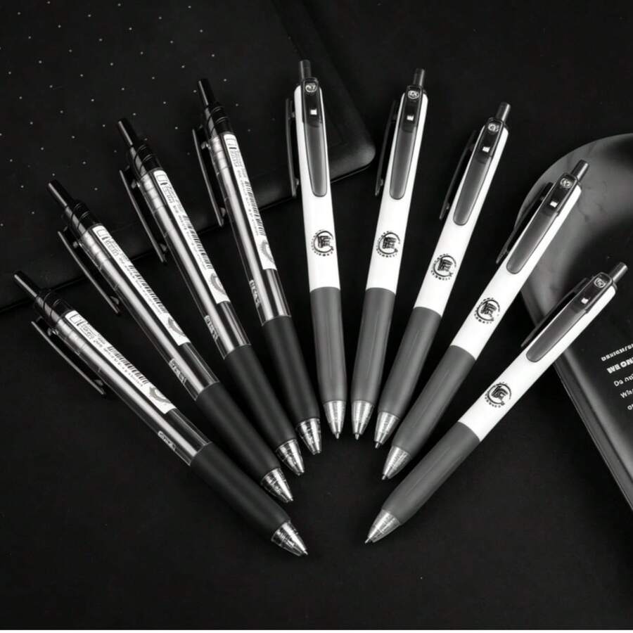 morn shine 8pcs Retractable Neutral Pens, Minimalist Click Black Ink Pens For Students, Exams, Practice And Office Use