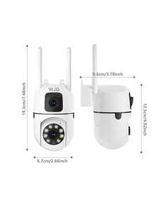 WJG 3MP Dual Lens Security Camera, 3MP Wireless Home Monitoring Camera, Supports Two-Way Audio, Night Vision & Motion Detection, 360° Whole-House Monitoring Via App - White - View 9