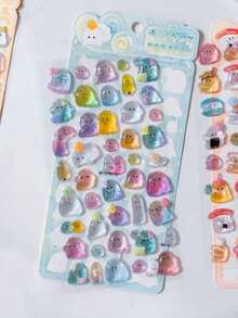 1/4pcs Embossed Crystal Fun Stickers Solid Cartoon Animal Pattern Planner Phone Case Decoration Stickers - Multicolor - View 13