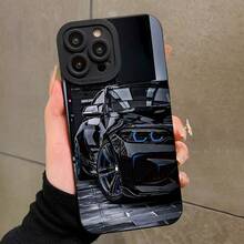 1pc Black Sports Car Painted Personalized Pattern Full Coverage TPU Shockproof Phone Case Compatible With Apple 17 16 15 14 13 12 11 Pro Max And Series - Multicolor - View 21