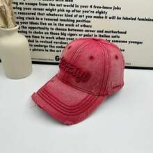 1pc Letter Street Polyester Embroidered Decor American Heavy Embroidery Distressed Baseball Cap Spring Summer New Sun Protection Outdoor Casual Washed Vintage Duck Bill Hat Spring Summer Autumn Winter - A - View 4
