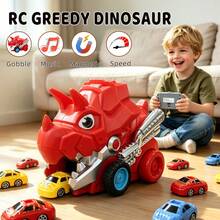 Remote Control Dinosaur Toy Car With Mini Car Swallowing Feature, Magnetic Train, Music RC Truck, Children's Toy - Multicolor - View 11