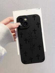 Gothic Style Dark Vintage Religious Symbol Cross Lens Protection Black Phone Case Compatible With Iphone&Galaxy17/16/15/14/13/12/11promax - Multicolor - View 4