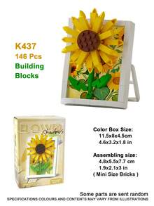 Floral Shadow Particle Building Block Set 100-300 Pieces, Exquisite Gift, Desktop Decoration, Bright Colors, Suitable For Home Decor/Office Decor/Store Display/Art Collection/Gift Exchange, Party Gift - Multicolor - View 4