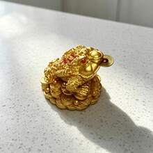 Wealth-Attracting Toad Figurine, Chinese Style Resin Three-Legged Toad Decor, Frog Ornament For Home And Office, Symbolizing Wealth And Prosperity - Multicolor - View 2