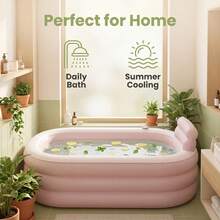 1pc Foldable Portable Adult Inflatable Bathtub, Thickened Durable Material, Comfortable Backrest, Easy Storage And Quick Installation, Space-Saving Design, Suitable For Relaxing Bathing - A - View 1