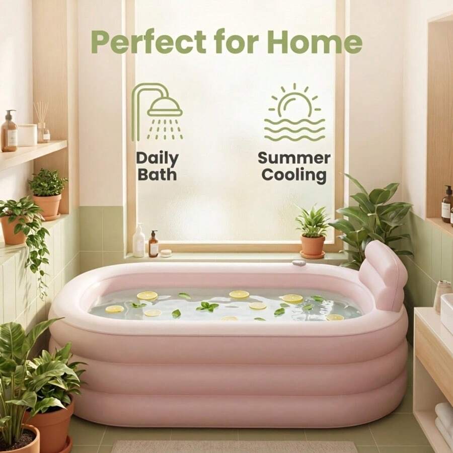 1pc Foldable Portable Adult Inflatable Bathtub, Thickened Durable Material, Comfortable Backrest, Easy Storage And Quick Installation, Space-Saving Design, Suitable For Relaxing Bathing - A - View 1