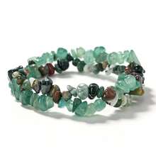 1Pc Double‑Row Natural Stone Chips Bracelet Irregular Gravel Beaded Elastic Bangle For Women Couple Healing Crystal Jewelry Gift - Multicolor - View 18