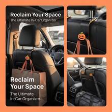 2pcs Halloween Pumpkin Car Seat Back Hooks, Hidden Multi-Function Creative Small Hooks - A - View 4