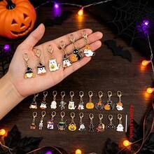 30pcs Halloween Keychain Set, Fun Charming Heart Charm, Dark-Themed Keyring, Bag Car Key Pendant, Mini Ornament, Gift For Couples Best Friends - Multicolor - View 5