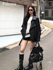 Fashionable Cool Retro Unique Jacket Black Spring - Black - View 1