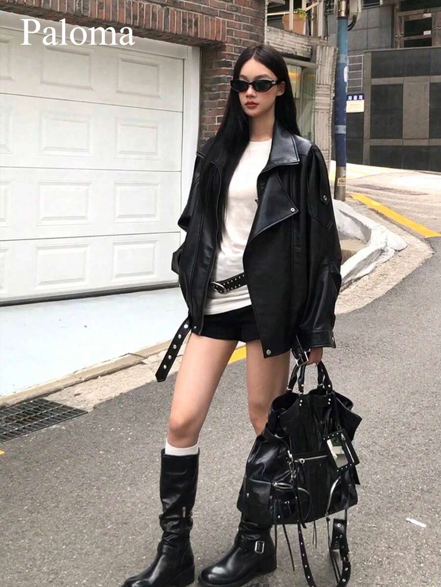 Fashionable Cool Retro Unique Jacket Black Spring - Black - View 1